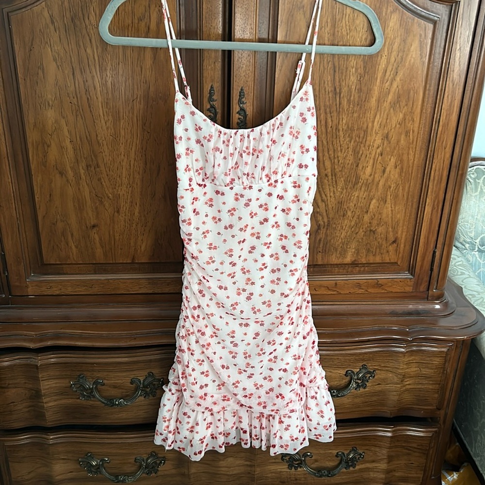 Floral Bodycon Ruched Mini-Dress